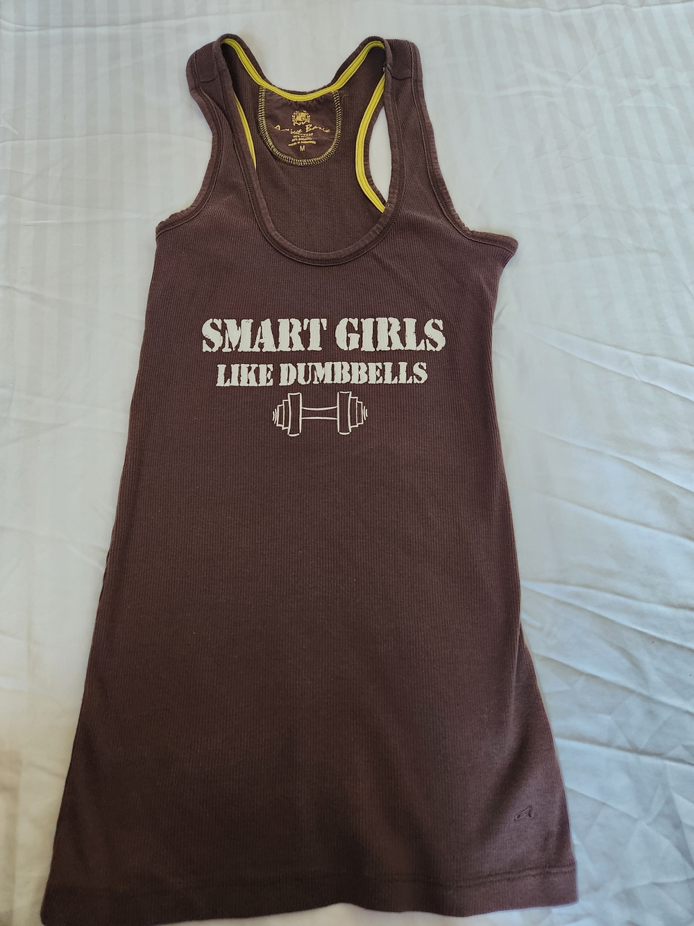 Active Basic Brown Tank Dress with Yellow Trim
